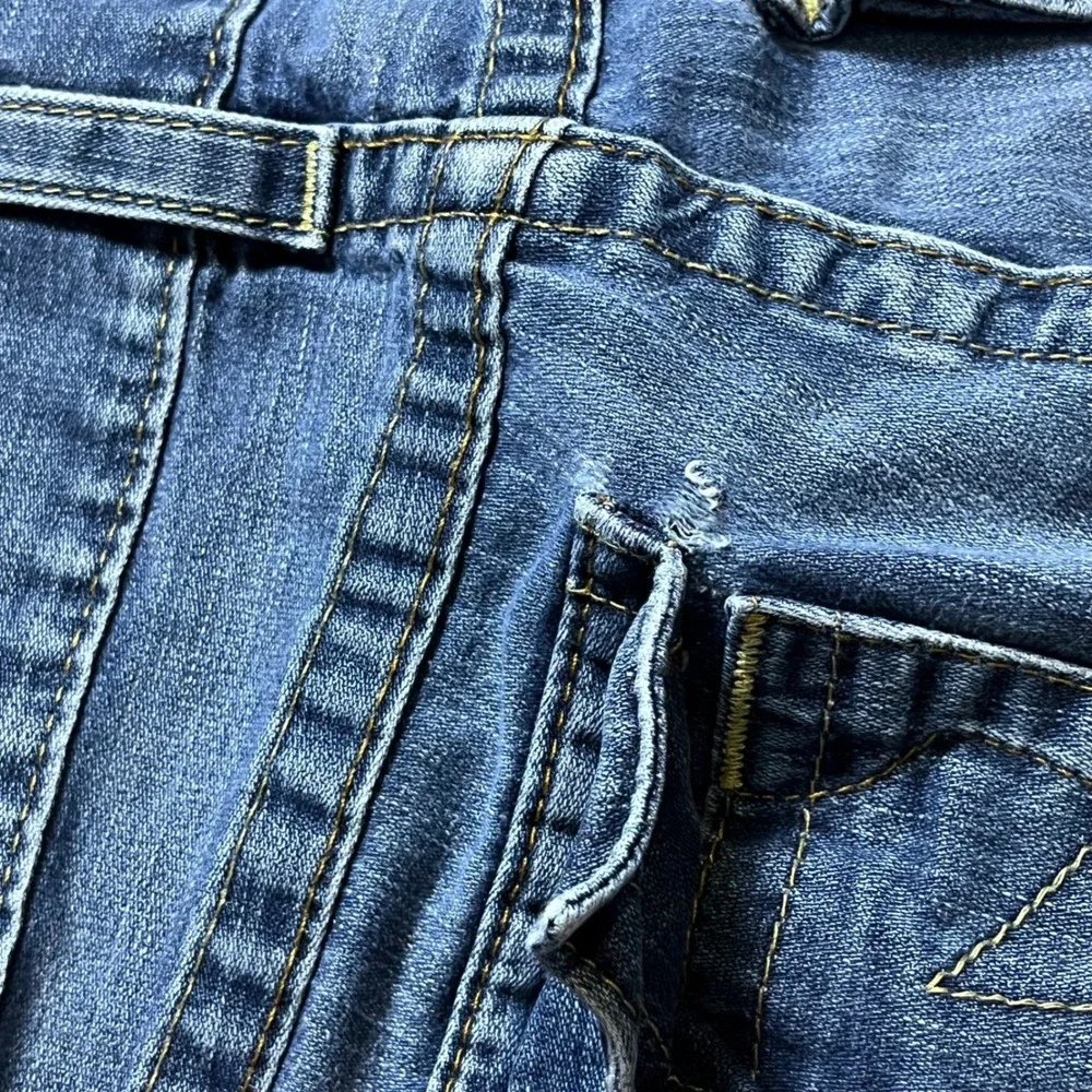 True Religion Slim Flap Old Multi SN Jeans Size 32 Blue Denim Y2K Streetwear